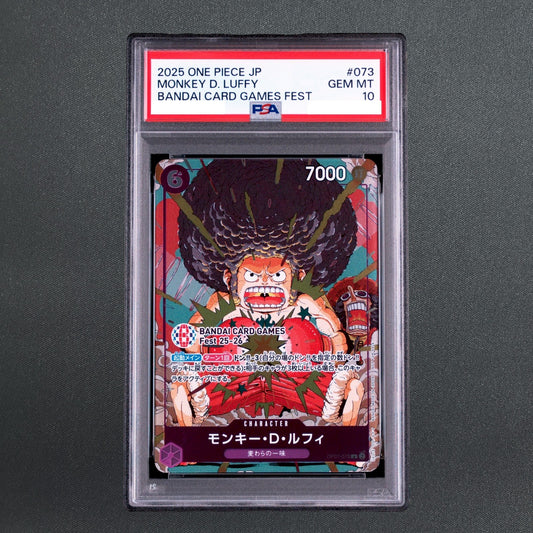 PSA 10 Monkey D. Luffy OP07-073 Promo ONE PIECE Bandai Card Games Fest 2025